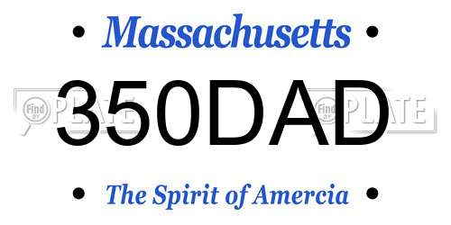 350DAD Massachusetts License Plate