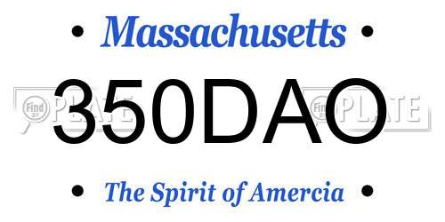 350DAO Massachusetts License Plate