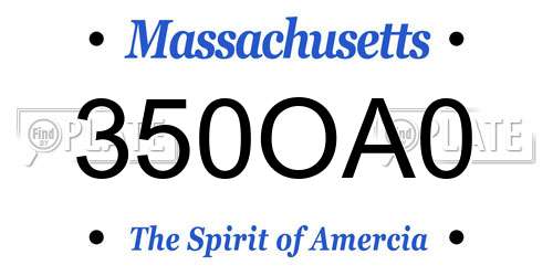 350OA0 Massachusetts License Plate