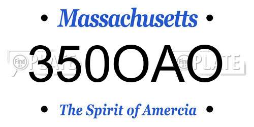 350OAO Massachusetts License Plate