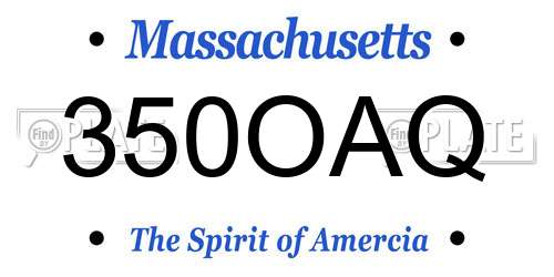 350OAQ Massachusetts License Plate