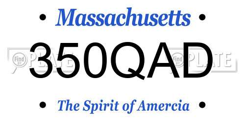 350QAD Massachusetts License Plate