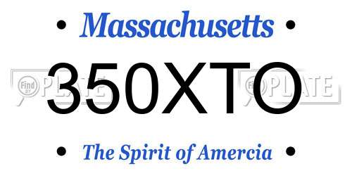 350XTO Massachusetts License Plate