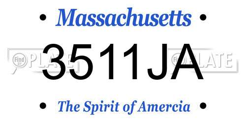 3511JA Massachusetts License Plate