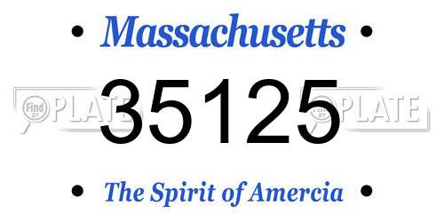 35125 Massachusetts License Plate