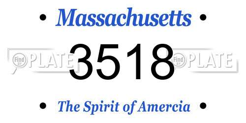 3518 Massachusetts License Plate