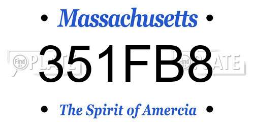 351FB8 Massachusetts License Plate