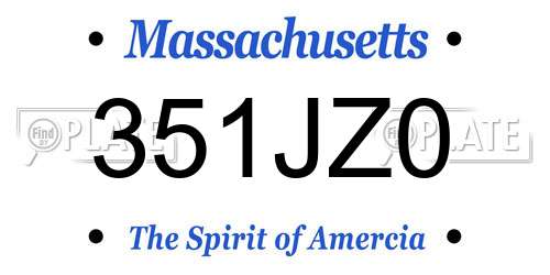 351JZ0 Massachusetts License Plate