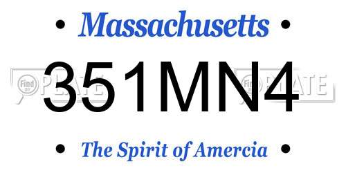 351MN4 Massachusetts License Plate