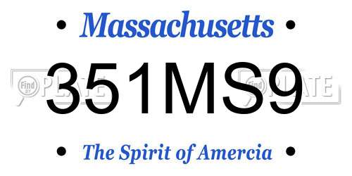 351MS9 Massachusetts License Plate