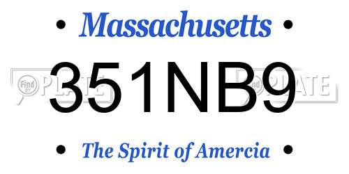 351NB9 Massachusetts License Plate