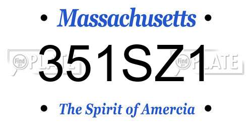 351SZ1 Massachusetts License Plate
