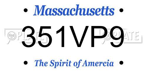 351VP9 Massachusetts License Plate