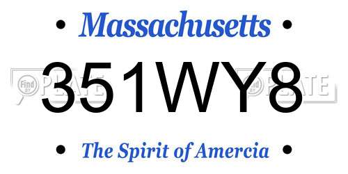 351WY8 Massachusetts License Plate