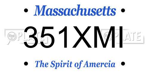 351XMI Massachusetts License Plate