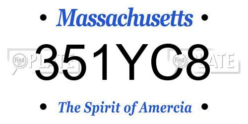 351YC8 Massachusetts License Plate