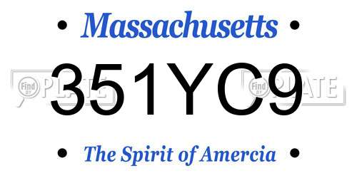 351YC9 Massachusetts License Plate