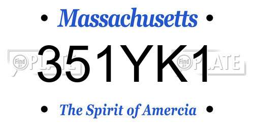 351YK1 Massachusetts License Plate