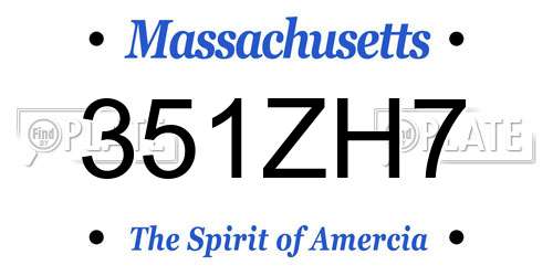351ZH7 Massachusetts License Plate