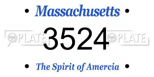 3524 Massachusetts License Plate