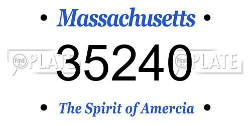 35240 Massachusetts License Plate