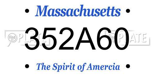 352A60 Massachusetts License Plate