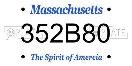 352B80 Massachusetts License Plate