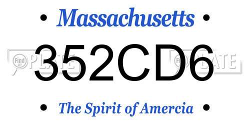 352CD6 Massachusetts License Plate