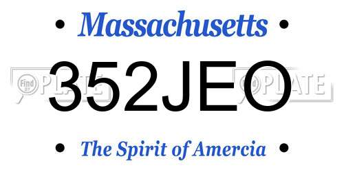 352JEO Massachusetts License Plate