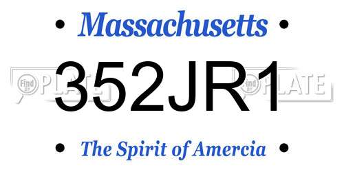352JR1 Massachusetts License Plate