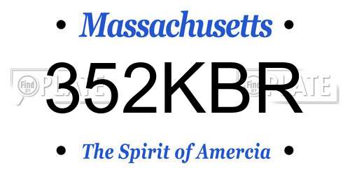 352KBR Massachusetts License Plate
