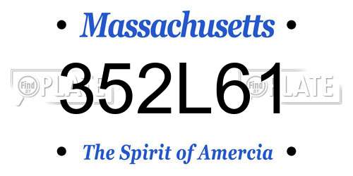 352L61 Massachusetts License Plate