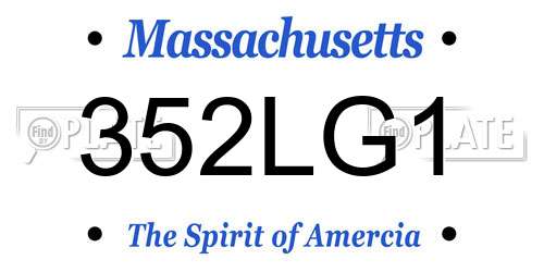 352LG1 Massachusetts License Plate
