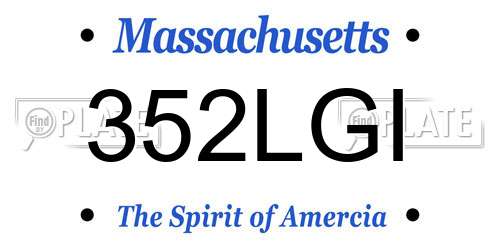 352LGI Massachusetts License Plate