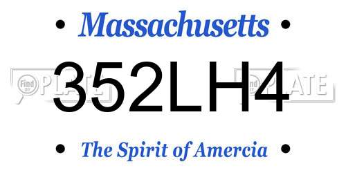 352LH4 Massachusetts License Plate