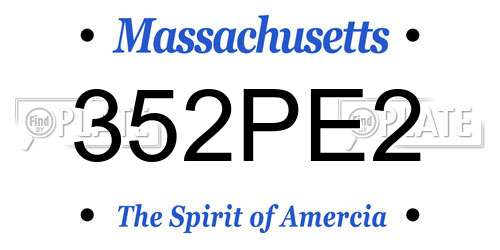 352PE2 Massachusetts License Plate