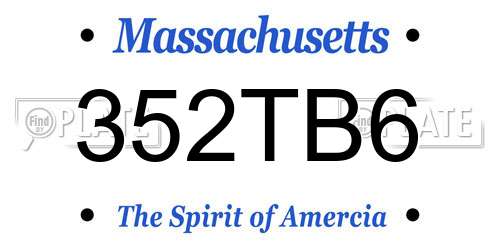 352TB6 Massachusetts License Plate