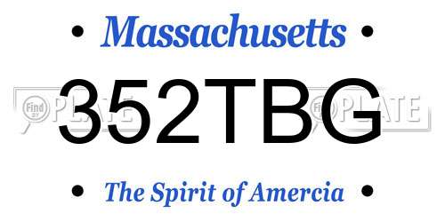 352TBG Massachusetts License Plate