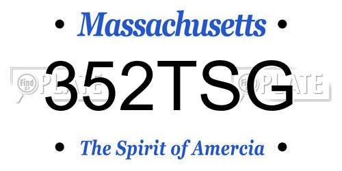 352TSG Massachusetts License Plate