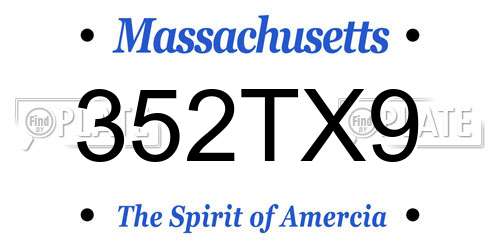 352TX9 Massachusetts License Plate