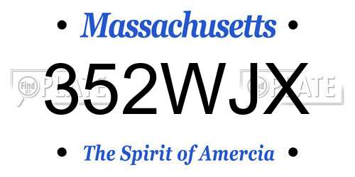 352WJX Massachusetts License Plate