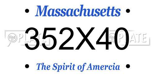 352X40 Massachusetts License Plate