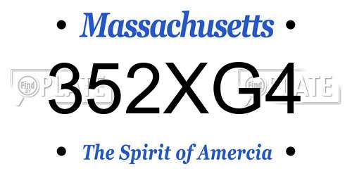 352XG4 Massachusetts License Plate