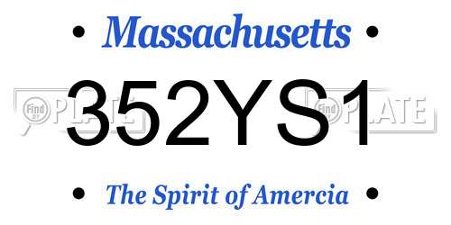 352YS1 Massachusetts License Plate