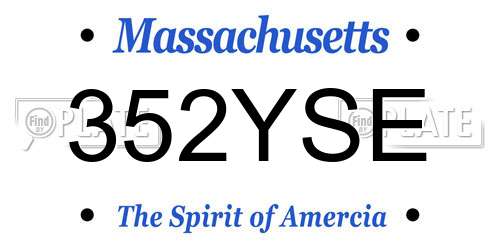 352YSE Massachusetts License Plate