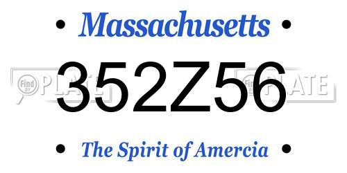 352Z56 Massachusetts License Plate