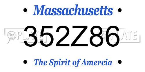 352Z86 Massachusetts License Plate