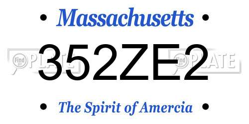 352ZE2 Massachusetts License Plate