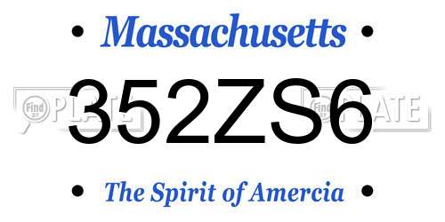 352ZS6 Massachusetts License Plate