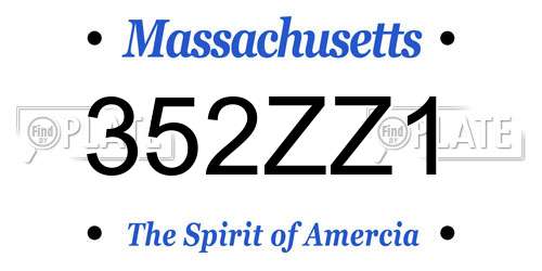 352ZZ1 Massachusetts License Plate